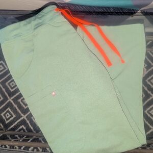 Mint Green Figs Scrub Pants with Orange Drawstring Size MP
